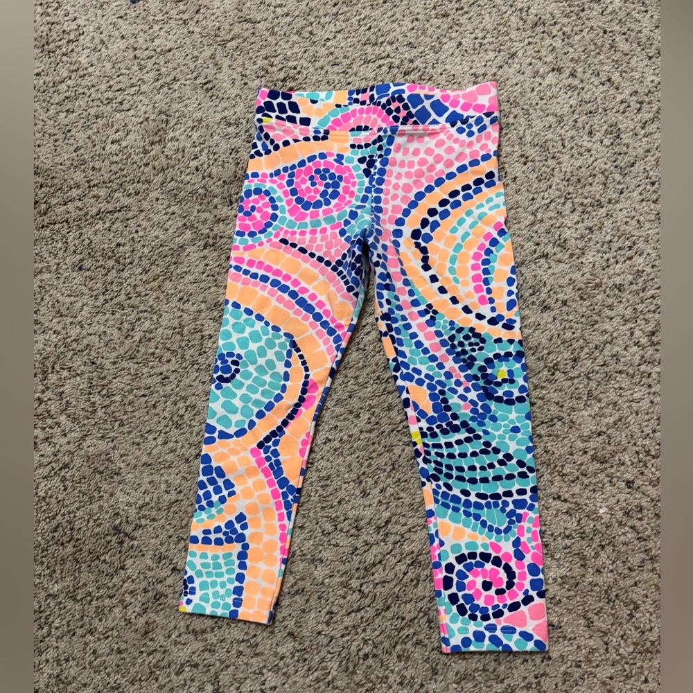 Lilly Pulitzer Blue and Pink Leggings Vibrant Pattern